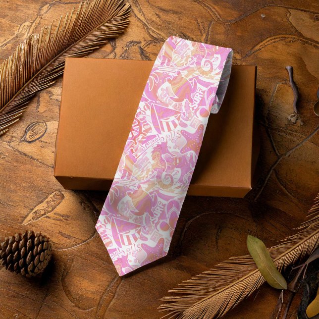 Nautical Beach Collage Shock rosa ID840 Neck Tie Slips (Skapare uppladdad)