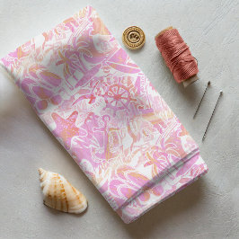 Nautical Beach Collage Shock rosa ID840 Tyg