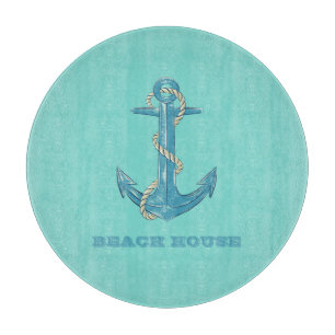 Nautical Beach House,Anchor,Rope,Mint-Grönt