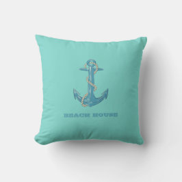 Nautical Beach House,Anchor,Rope,Mint-Grönt Kudde