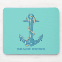 Nautical Beach House,Anchor,Rope,Mint-Grönt