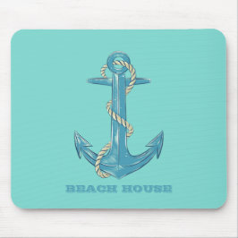 Nautical Beach House,Anchor,Rope,Mint-Grönt Musmatta