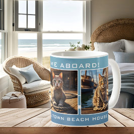 Nautical Beach House Cat Photo Kaffemugg