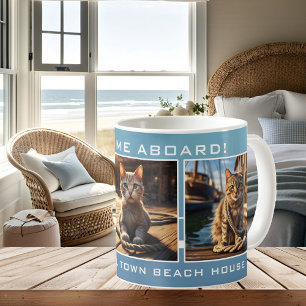Nautical Beach House Cat Photo Kaffemugg