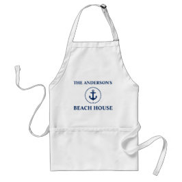 Nautical Beach House Family Namn Blue Anchor Förkläde