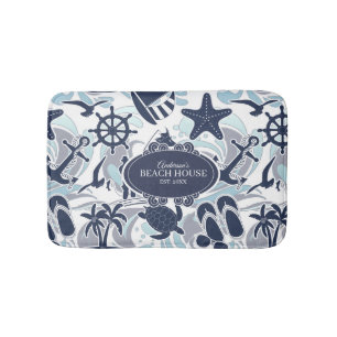 Nautical Beach Mönster Navy ID839 Badrumsmatta