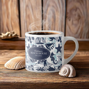 Nautical Beach Mönster Navy ID839 Espressomugg