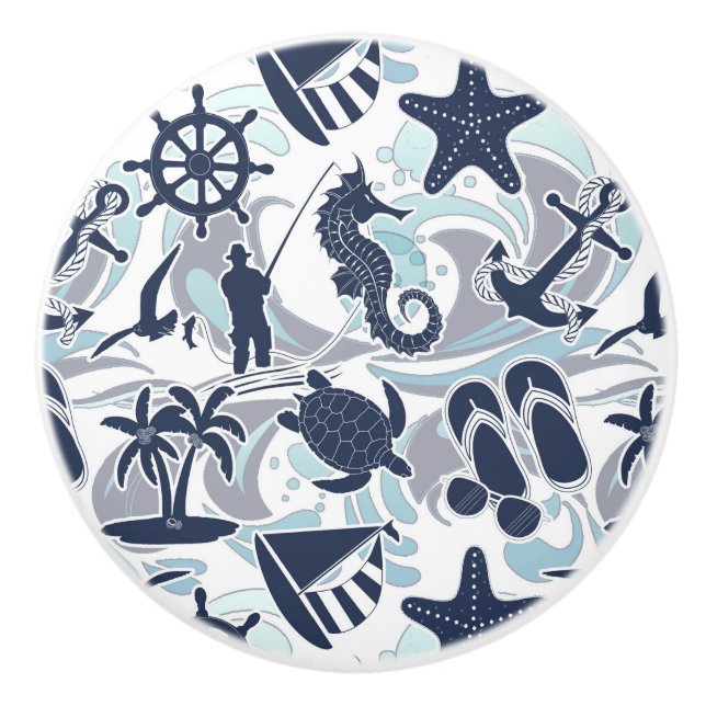 Nautical Beach Mönster Navy ID839 Knopp (Framsidan)