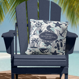 Nautical Beach Mönster Navy ID839 Kudde