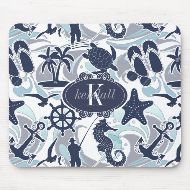 Nautical Beach Mönster Navy ID839 Musmatta (Framsidan)