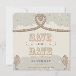 Nautical Beach Sand Heart Knot Save Date Spara Datumet