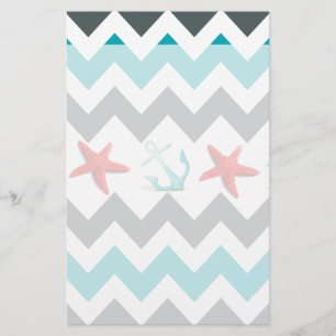 Nautical Beach Theme Chevron Anchors Starfish Brevpapper