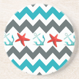 Nautical Beach Theme Chevron Anchors Starfish Underlägg