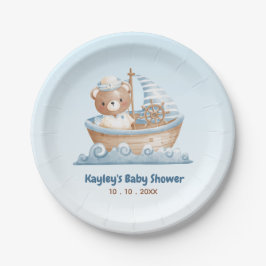 Nautical Bear Boy Baby Shower Pappra Tallrikar