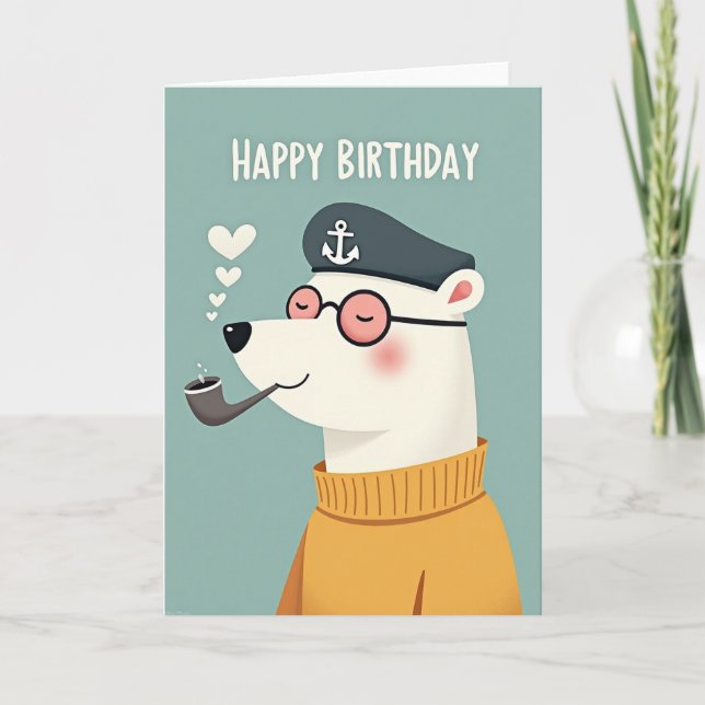 Nautical Bear Födelsedagskort Kort (Framsida)