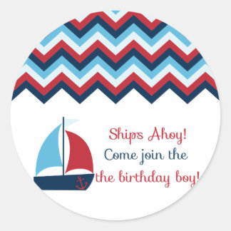 Nautical Birthday Boy Cuppie Topper/Sticker Runt Klistermärke