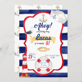 Nautical Birthday Invitation Inbjudningar
