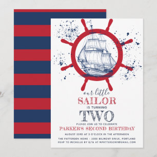 Nautical Birthday Sailor Inbjudningar