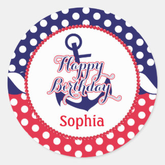 Nautical Birthday Stickers Runt Klistermärke