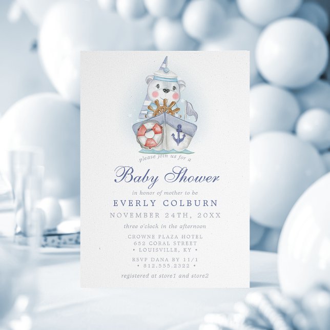 Nautical Björn Segelbåt Baby Shower Inbjudningar (Skapare uppladdad)