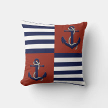 Nautical blå ankare/röd vit marinblå rand