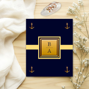 Nautical Blå Gul Budget Bröllopsinbjudan Flygblad