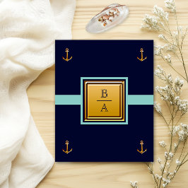 Nautical Blå Hav Budget Bröllopsinbjudan Flygblad