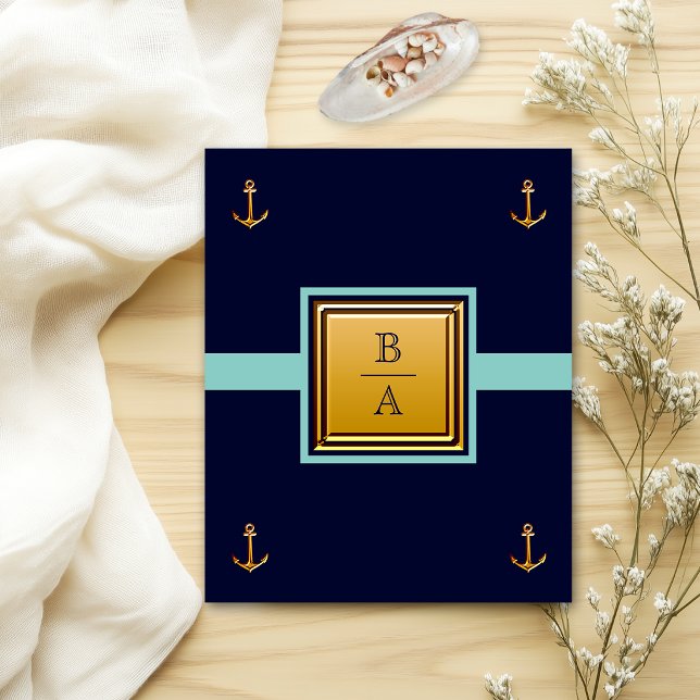 Nautical Blå Hav Budget Bröllopsinbjudan Flygblad (Skapare uppladdad)