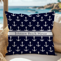 Nautical Blå Och Vit Ankare Mönster Namn