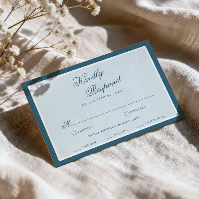 Nautical blå rand elegant bröllops-RSVP-kort Tilläggskort (Skapare uppladdad)