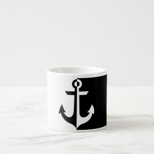 Nautical Black and White Anchor {plocka din färg} Espressomugg