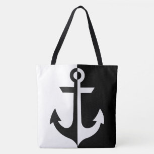 Nautical Black and White Anchor {plocka din färg} Tygkasse