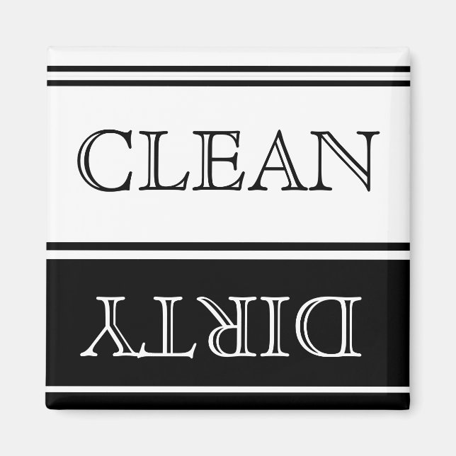 Nautical Black and White Dishwasher Dirty Clean Magnet (Framsidan)
