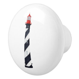 Nautical Black and White Lighthouse Knopp