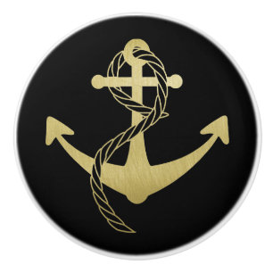 Nautical Black och Guld Sailboat Sailor Yacht Knopp