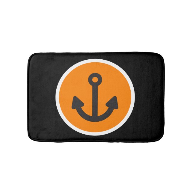Nautical Black Orange Anchor Badrumsmatta (Framsidan)