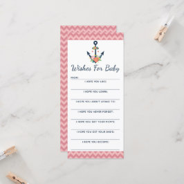 Nautical Blommigt Anchor för Baby Shower Wish Game