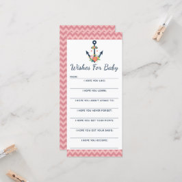 Nautical Blommigt Anchor för Baby Shower Wish Game