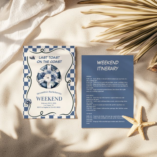 Nautical Blommigt Lifesaver Blue Bachelorette Inbjudningar (Skapare uppladdad)
