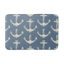Nautical Blue Anchor Bath Mat