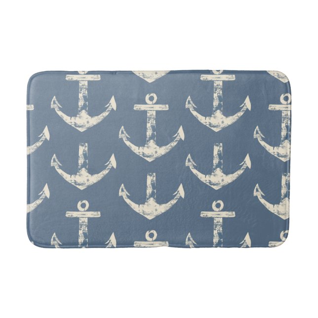 Nautical Blue Anchor Bath Mat Badrumsmatta (Framsidan)