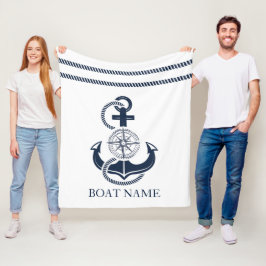 Nautical Blue Anchor Boat Namn Fleecefilt