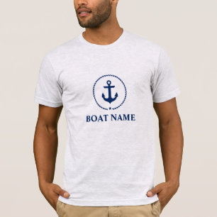 Nautical Blue Anchor Boat Namn T-Shirt M Grått