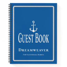 Nautical Blue Anchor Guest Bok Boat Namn