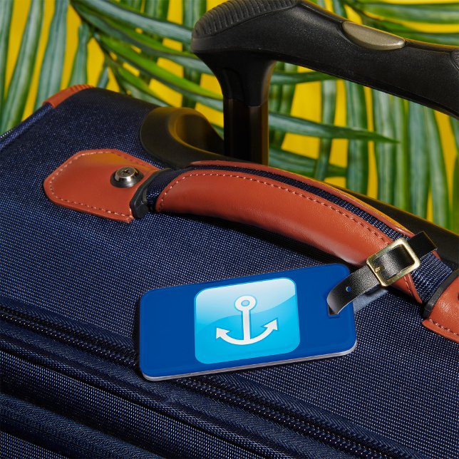 Nautical Blue Anchor Icon Modern Maritime Bagagebricka (Skapare uppladdad)