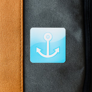 Nautical Blue Anchor Icon Modern Maritime Fyrkantigt Klistermärke