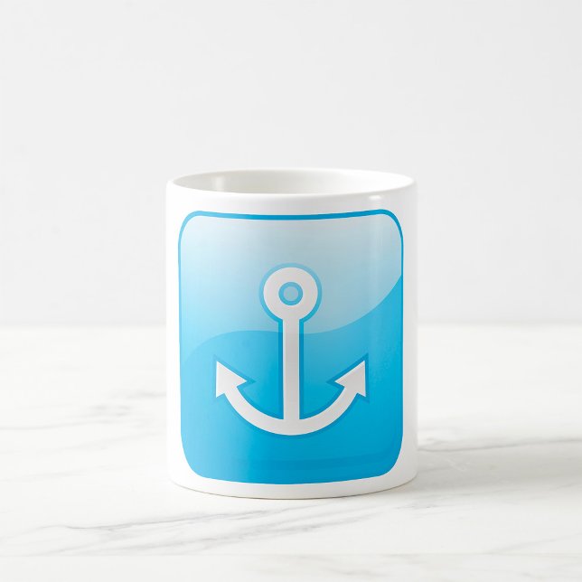 Nautical Blue Anchor Icon Modern Maritime Kaffemugg (Skapare uppladdad)