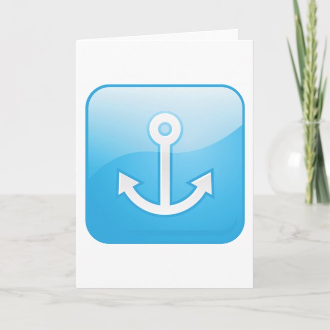 Nautical Blue Anchor Icon Modern Maritime Kort (Framsida)