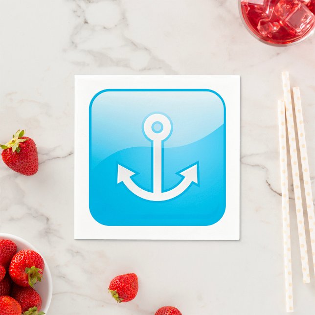Nautical Blue Anchor Icon Modern Maritime Pappersservett (Skapare uppladdad)