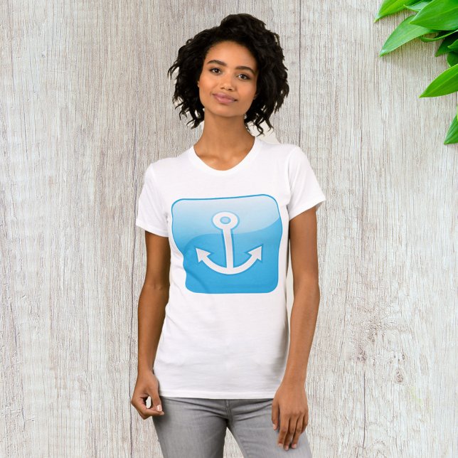 Nautical Blue Anchor Icon Modern Maritime T Shirt (Skapare uppladdad)